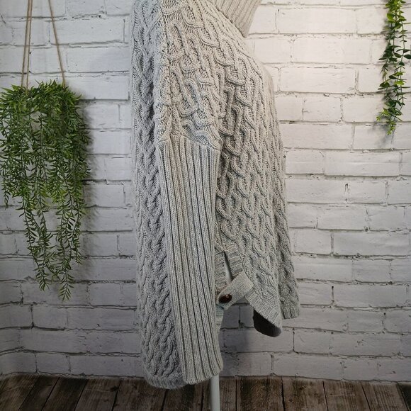 IF IT WERE ME WOMENS GRAY CABLE KNIT COWL NECK GRAY SWEATER, SIZE MED - Picture 8 of 12